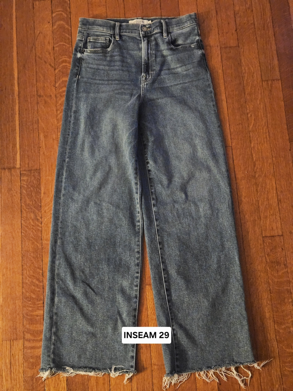 HIDDEN Wide-Leg Jeans Sz 29 inseam 29 Frayed Hem Great Stretch